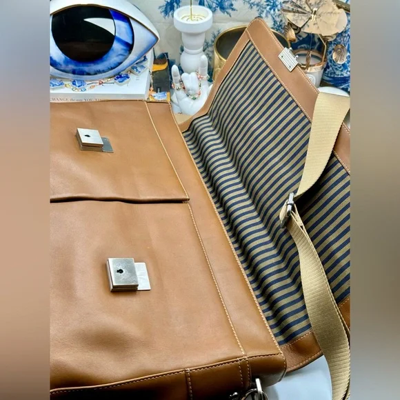 🆕 OROTON 🧿 NWOT Brown Leather Men's Briefcase - Picture 11 of 16